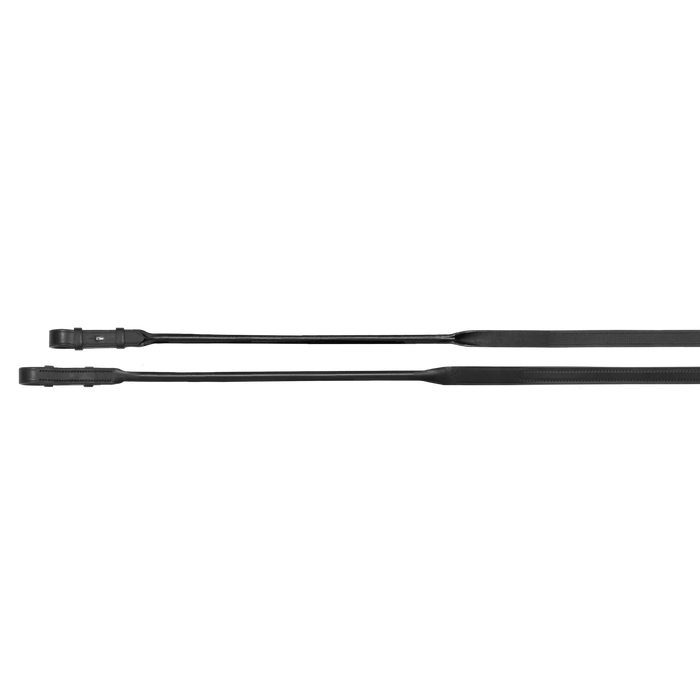 Passier leather reins with one side rubber with round fronts with hook studs