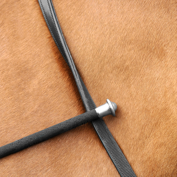 Passier leather reins with one side rubber with round fronts with hook studs