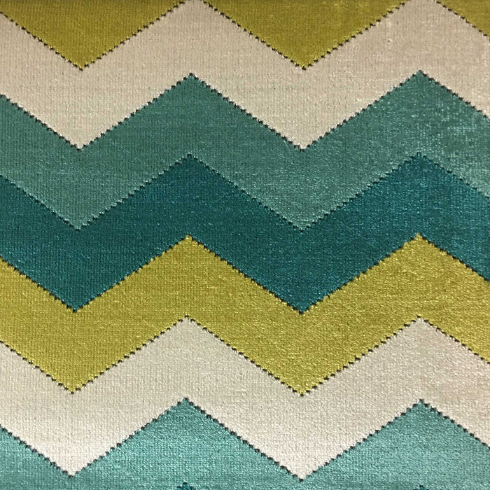 Longwood - Bold Chevron Pattern Cut Velvet Upholster Fabric by the Yard - Available in 10 Colors - Laguna - Top Fabric - 7
