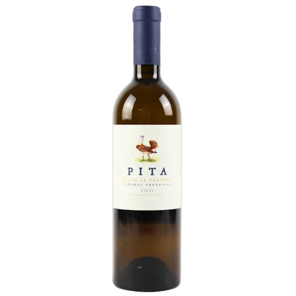 Wine bottle with 'PITA' label on a white background