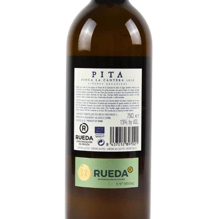 Wine bottle with a visible label on a white background