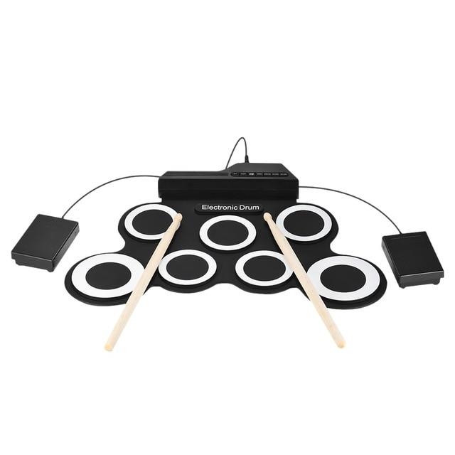 Portable Roll Up Electronic Drum Pad Set with Drum Sticks and Pedal-TopOnlineBargains.Com