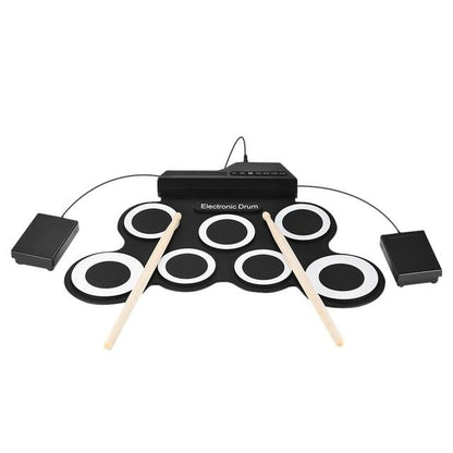 Portable Roll Up Electronic Drum Pad Set with Drum Sticks and Pedal-TopOnlineBargains.Com