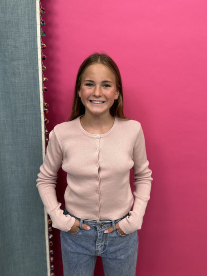 Delightful Dreams Junior's Button Up Cropped Cardigan