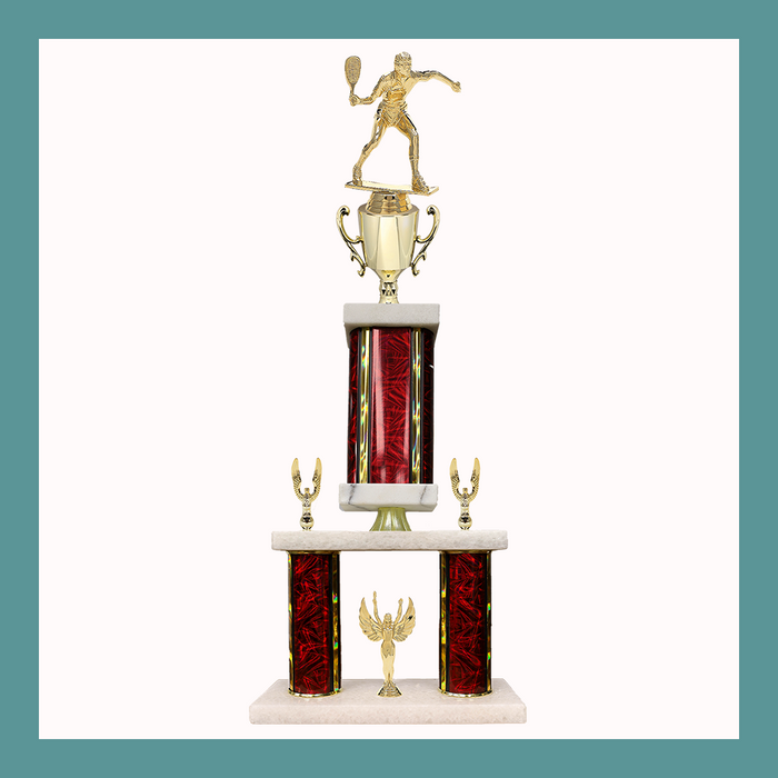 Racquetball Marble Mini Two Poster Pedestal Trophy With Cup