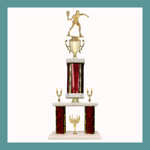 Racquetball Marble Mini Two Poster Pedestal Trophy With Cup