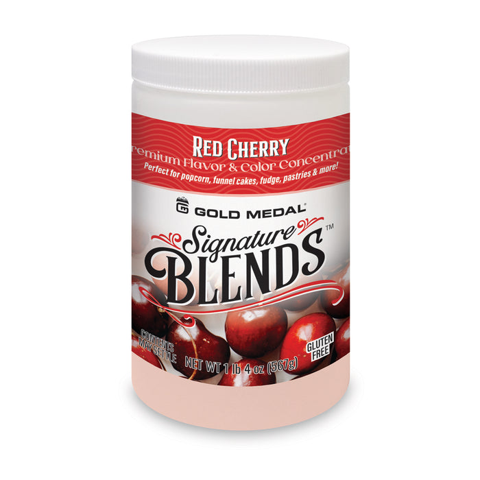 Signature Blends jar with red cherry graphics