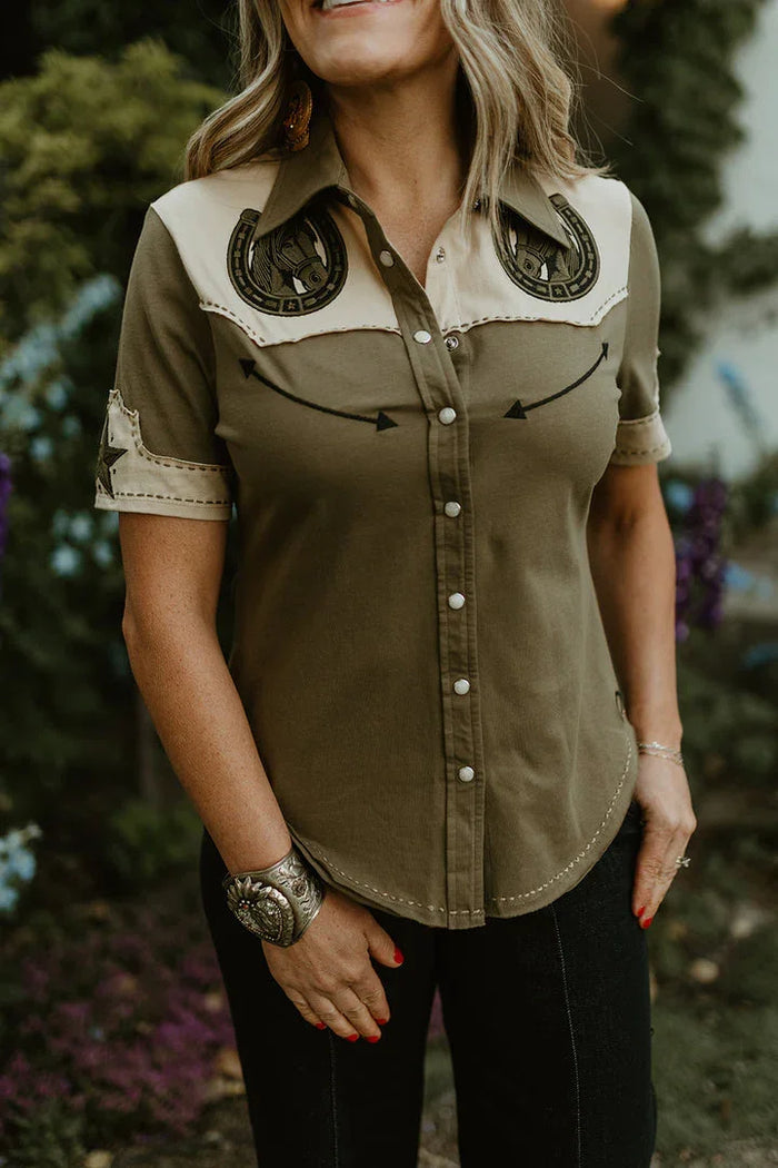 Rodeo quincy brave horse button up