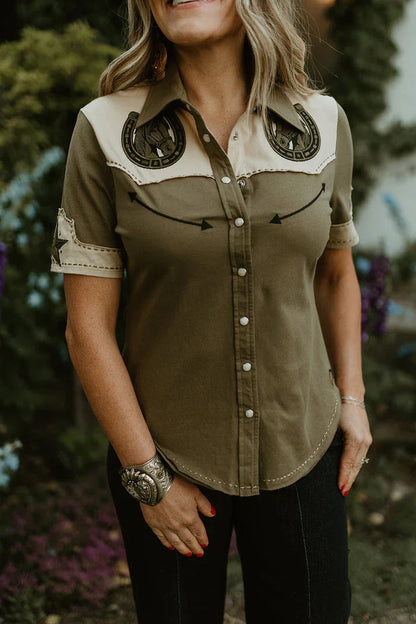 Rodeo quincy brave horse button up