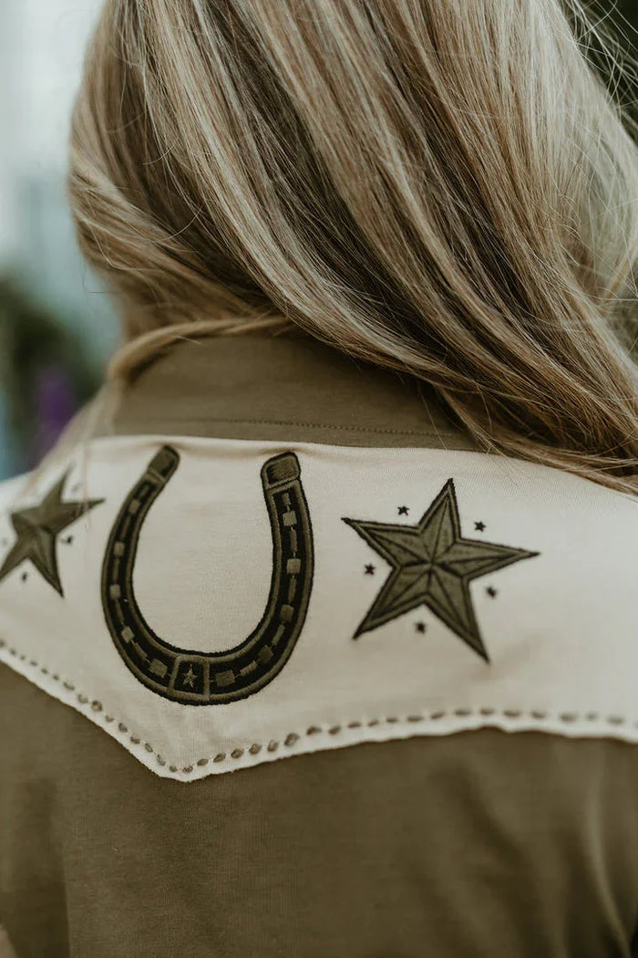 Rodeo quincy brave horse button up