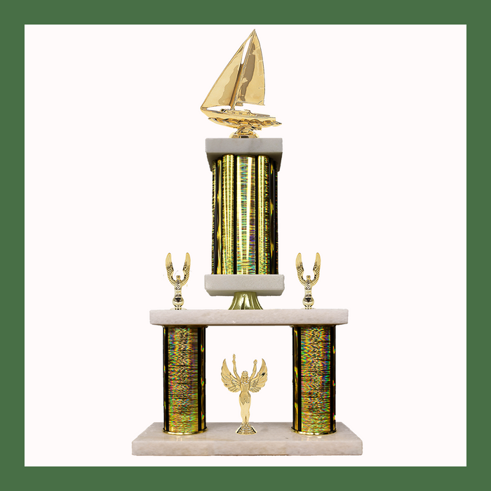 Sailing Marble Mini Two Poster Pedestal Trophy