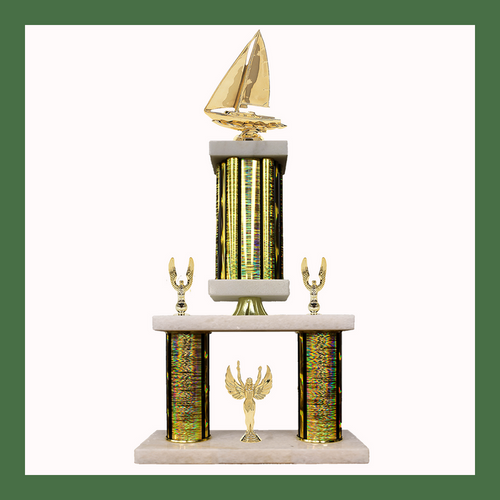 Sailing Marble Mini Two Poster Pedestal Trophy