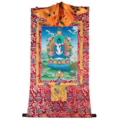 Samantabhadra in Yab Yum - Tibetan thangka painting, detailed view