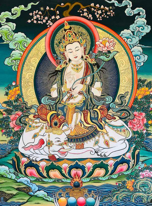 Samantabhadra Thangka - Tibetan thangka painting, front view