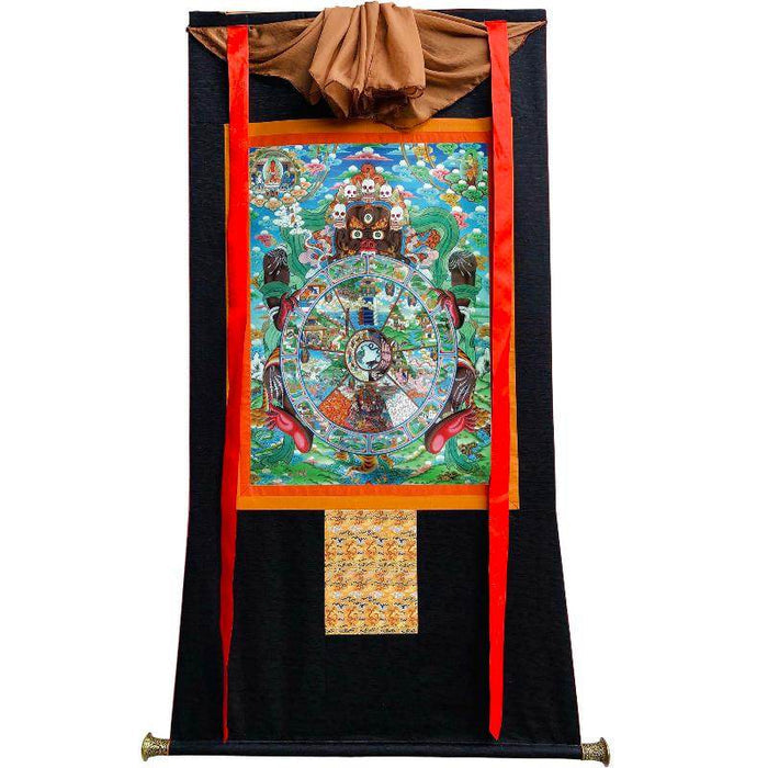 Samsara - Six Realm Wheel of Life - Tibetan thangka painting, view 8