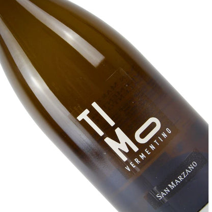 Wine bottle labeled 'Timo Vermentino' by 'San Marzano' on a white background