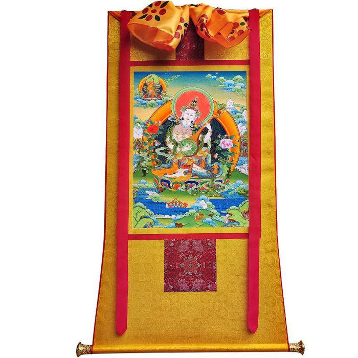 Saraswati དབྱངས་ཅན་མ། - Tibetan thangka painting, view 6