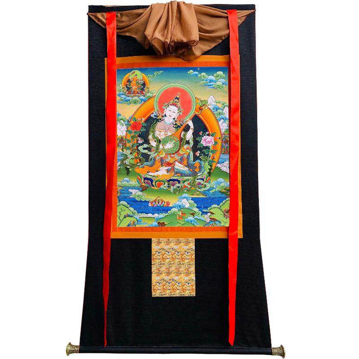 Saraswati དབྱངས་ཅན་མ། - Tibetan thangka painting, view 8