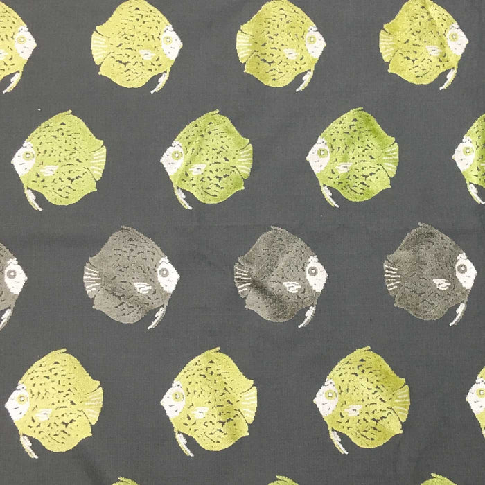 Dori - Fish Pattern Cut Velvet Upholstery Fabric by the Yard - Available in 8 Colors - Grass - Top Fabric - 3