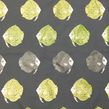 Dori - Fish Pattern Cut Velvet Upholstery Fabric by the Yard - Available in 8 Colors - Grass - Top Fabric - 3