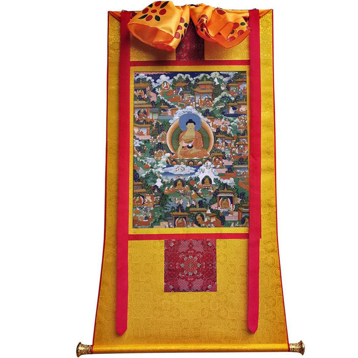 Shakyamuni Pure Land Thangka - Tibetan thangka painting, view 6