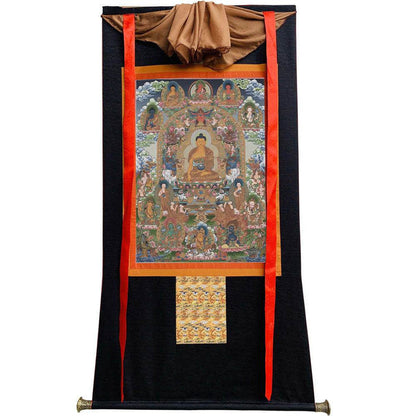 Shakyamuni - Tibetan thangka painting, view 8