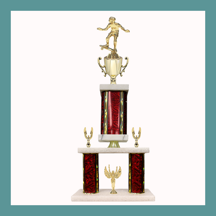 Skateboarding Marble Mini Two Poster Pedestal Trophy With Cup