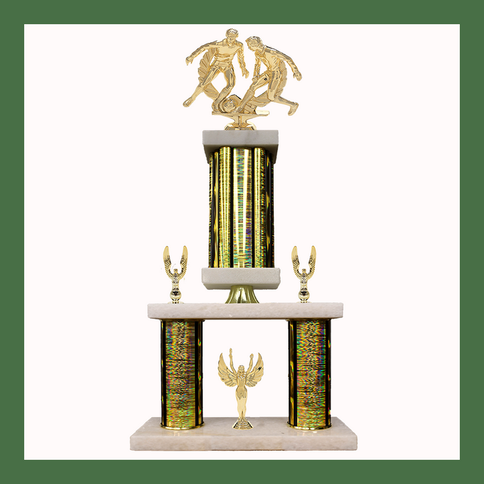 Soccer Marble Mini Two Poster Pedestal Trophy