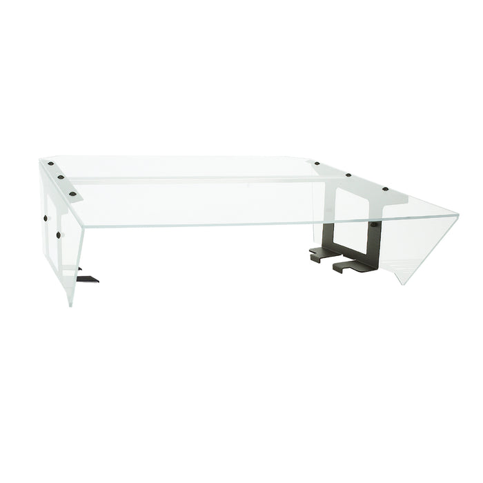 Clear acrylic food shield for top of hot dog roller grill.