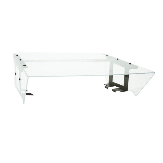 Clear acrylic food shield for top of hot dog roller grill.