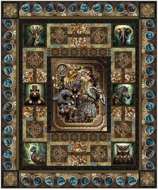 Steampunk Menagerie Panel Quilt Kit