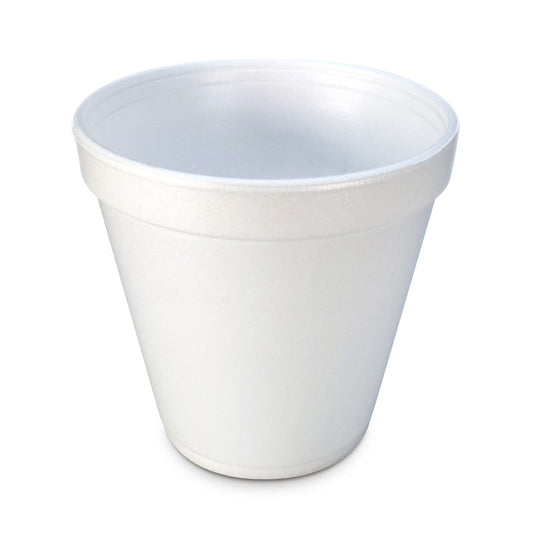 Empty white styrofoam cup.