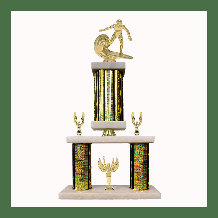 Surfing Marble Mini Two Poster Pedestal Trophy