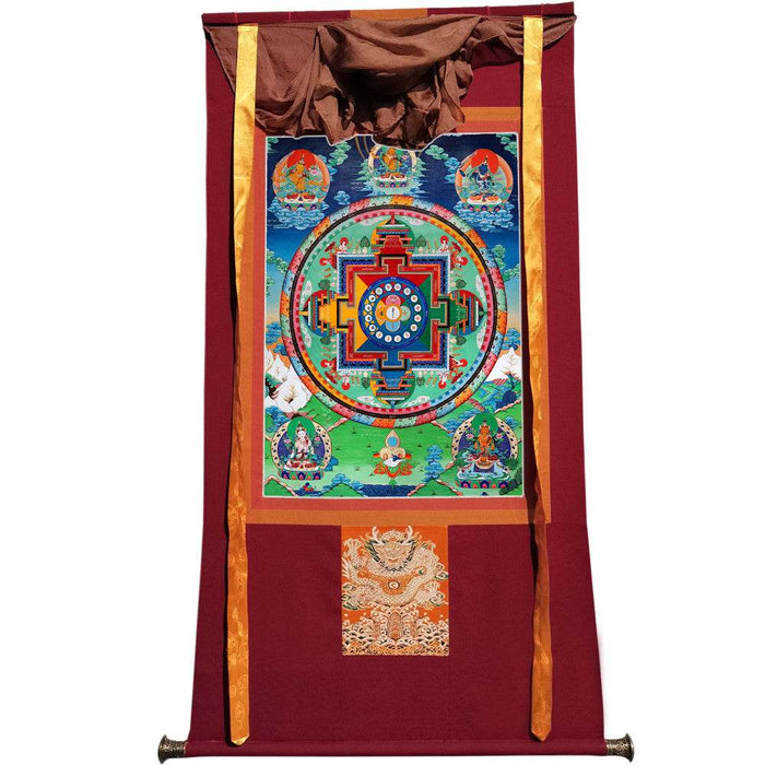 The Mandala of Manjushri Bodhisattva - Tibetan thangka painting, view 7