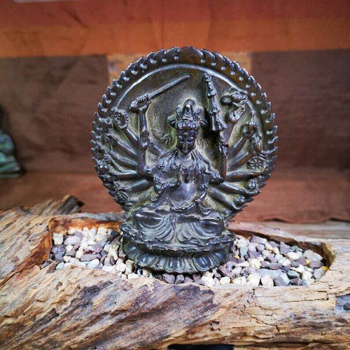 Statue,Thousand Armed Avalokitesvara,Padmapani,Kuanyin - Tibetan Buddhist statue, front view