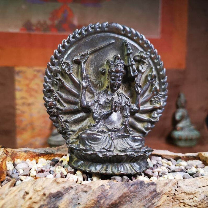 Statue,Thousand Armed Avalokitesvara,Padmapani,Kuanyin - Tibetan Buddhist statue, detailed view
