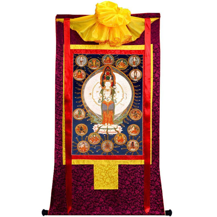 The Thousand-hand Avalokiteshvara - Tibetan thangka painting, view 5