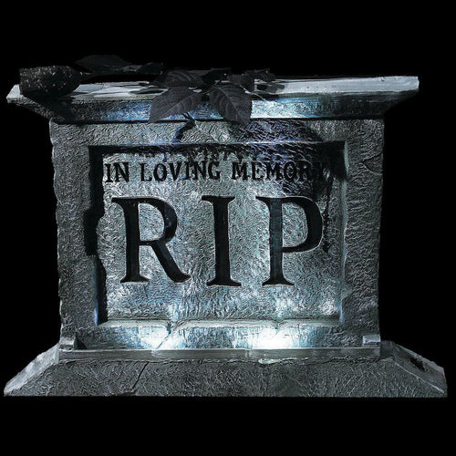 Tombstone Pedestal with Rose Halloween Decoration