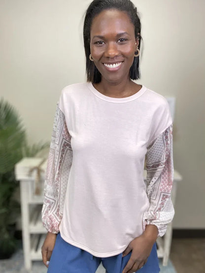 You Make Me Blush Women's Patchwork Long Sleeve Top