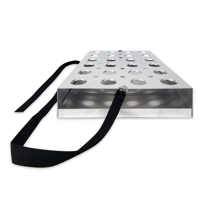 side view of aluminum serving tray