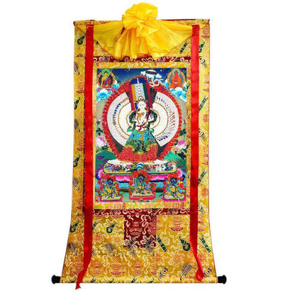Usnisa Sitatapatra - Great White Parasol - Tibetan thangka painting, close-up detail