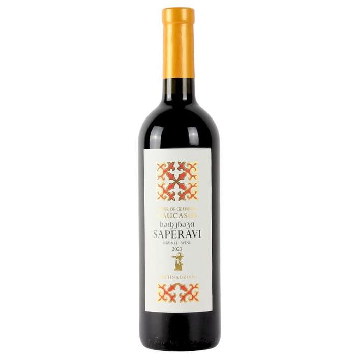 Wine bottle with a decorative label on a white background