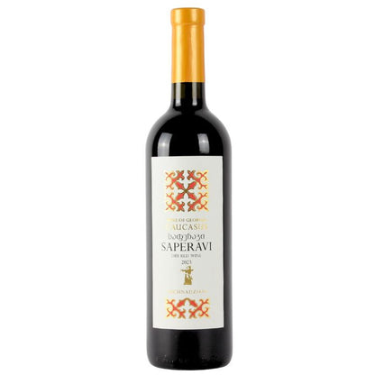 Wine bottle with a decorative label on a white background