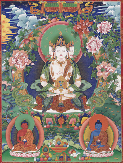 Vairocana - Mahavairocana Image - Tibetan thangka painting, front view