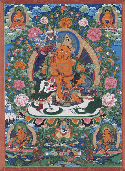 Vaisravana Image - Tibetan thangka painting, front view