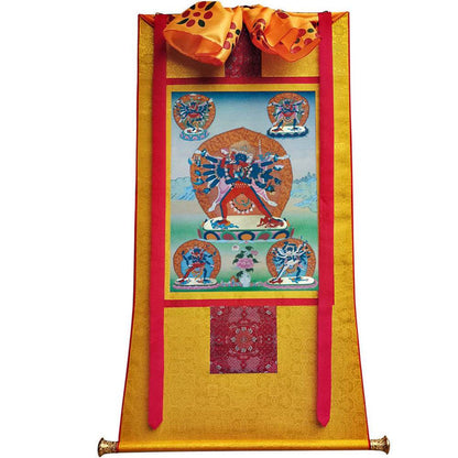 Vajrabhairava / Yamantaka - 17th Century Old Version - Tibetan thangka painting, view 6