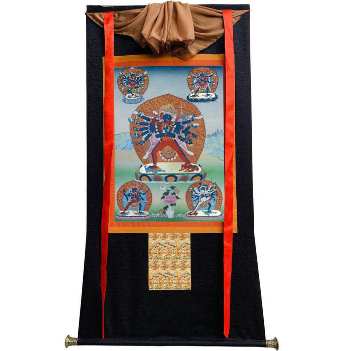 Vajrabhairava / Yamantaka - 17th Century Old Version - Tibetan thangka painting, view 8