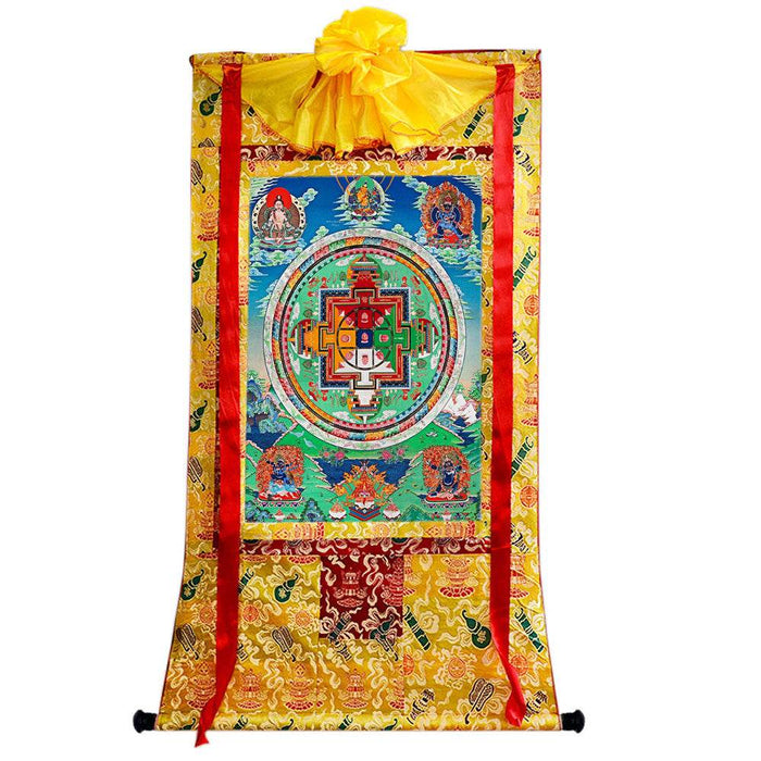 Vajrabhairava / Yamantaka Madala - 17th Century Old Version - Tibetan thangka painting, close-up detail