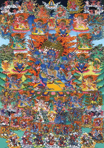 Vajrakilaya - Dorje Phurba - Tibetan thangka painting, front view
