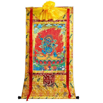 Vajrapani - Tibetan thangka painting, close-up detail